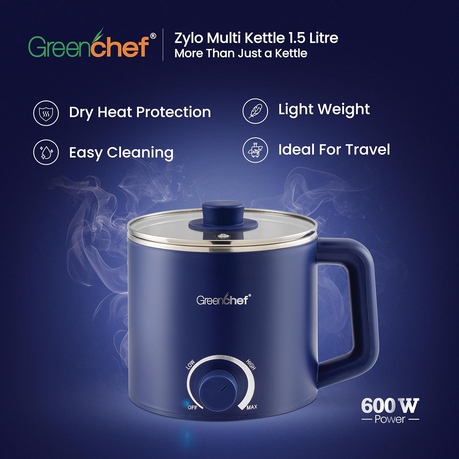 Greenchef Multi electric kettle 1.5L ZYLO with 600watts